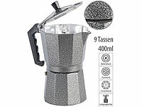Cucina di Modena Espresso-Kocher in Hammerschlag-Optik, für 9 Tassen, 400 ml; Espressokocher für Induktion 